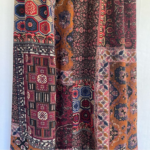 Miss Me High Low Skirt Burgundy Vintage Tapestry Pattern elastic Waistband S - Picture 4 of 10